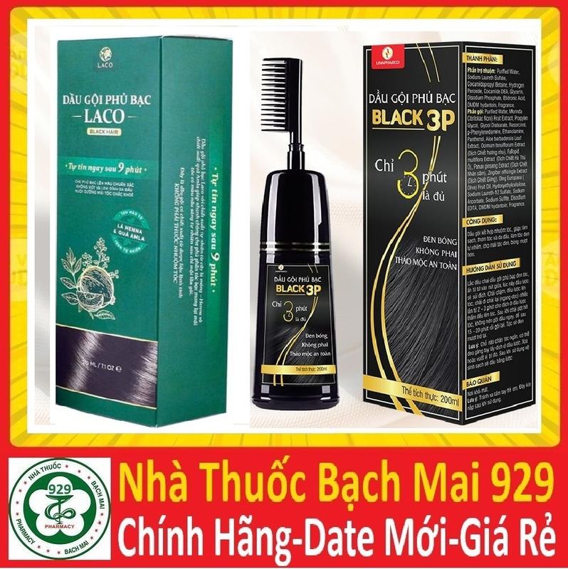 COMBO Dầu gội phủ bạc BLACK 3P & laco black hair [chai 200ml] Nhuộm Tóc Đổi Màu Tóc Women Nữ