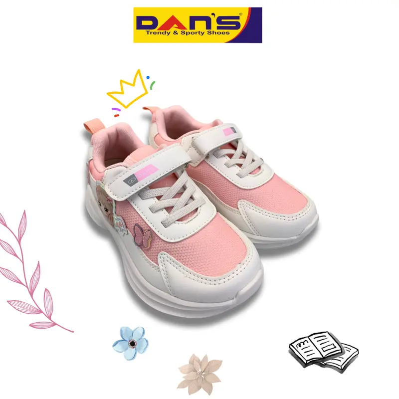 Sepatu Dans Kalama Sepatu Sneakers Anak Perempuan - White/Pink 3