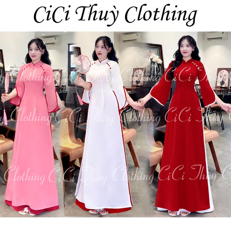  Áo Dài Tết 2026 - Áo Dài Lụa Mỹ Tay Xẻ Dáng Eo Tay Dài Phù Hợp Cho Giao Viên Hoặc Lễ Hội - CiCi Thuỳ Clothing 