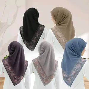 Hijab Segi Empat Voal Motif Lasercut premium Barani Series Kerudung Square ⁠polycotton ｐｕｒｐｌｅ ｂｒｏｗｎ Muslim
