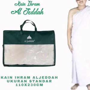 Kain Ihram Al-Jeddah Haji Umroh / Handuk Ihram Import Nyaman Tebal 110 x 230 cm
