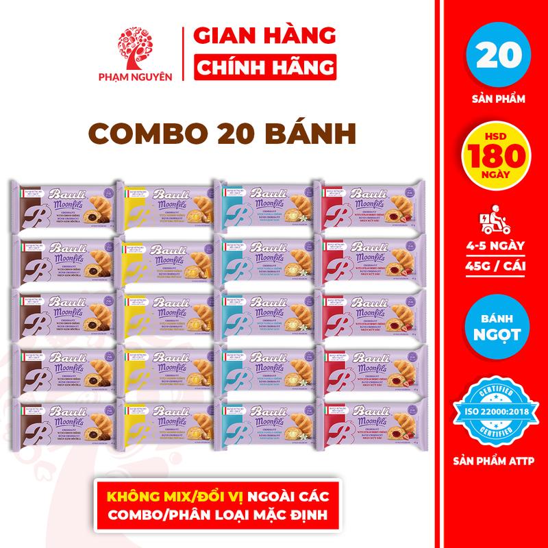 Combo 20 Bánh Sừng Bò Bauli Moonfils 45g | Bánh ăn sáng tiện lợi giàu dinh dưỡng | Bánh sừng trâu | Đồ ăn vặt Snack Food | Thức Ăn