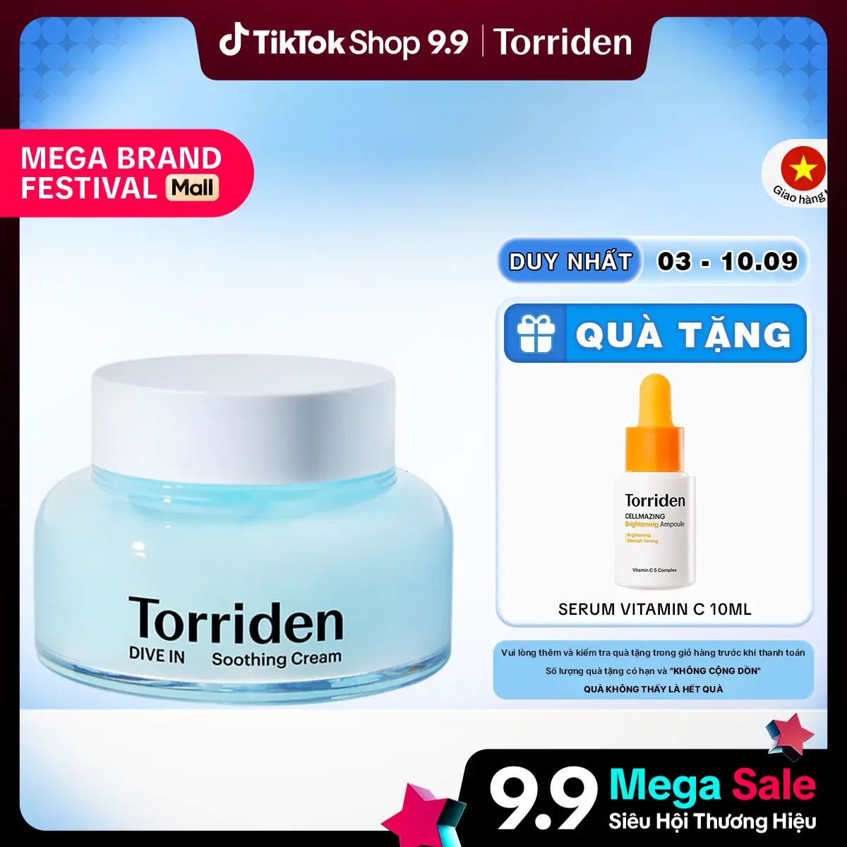 Kem gel dưỡng HA Torriden 5D Hyaluronic Acid phân tử nhỏ cấp ẩm làm mát dịu da DIVE IN Soothing Cream 100ml [*]