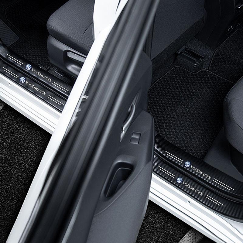 Product Introduction of Suitable for Volkswagen Passat Tiguan Golf Tourrag Lavida Car Door Sill Sticker Anti-Scratch Carbon Fiber leather Sticker Trunk Protector Stickers 2