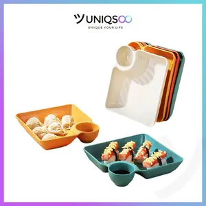 UNIQSOO Piring Makan 2 in 1 Tempat Saus Kecap BPA FREE PP Food Grade Wadah Serbaguna 18.3x18.3x4 cm PZ001 Kitchenware
