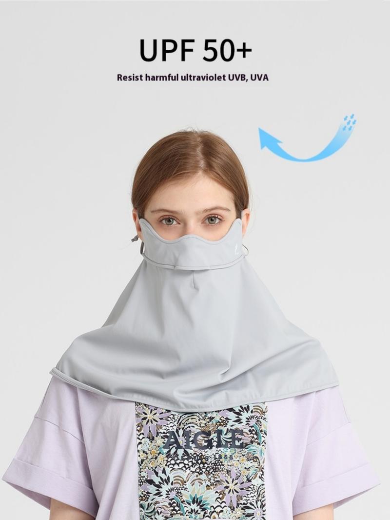 Product Introduction of KENMONT Washable UPF 50+ Women Sunscreen Mask Fashion Ice Silk Face Cover Neck Protection Breathable Hanging Ear Riding Face Guard 4