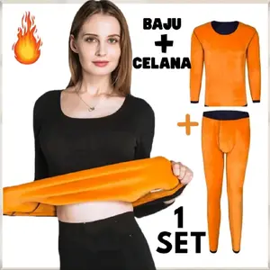 Setelan Baju Dalam Musim Dingin Wanita Long Jhon Import Bulu