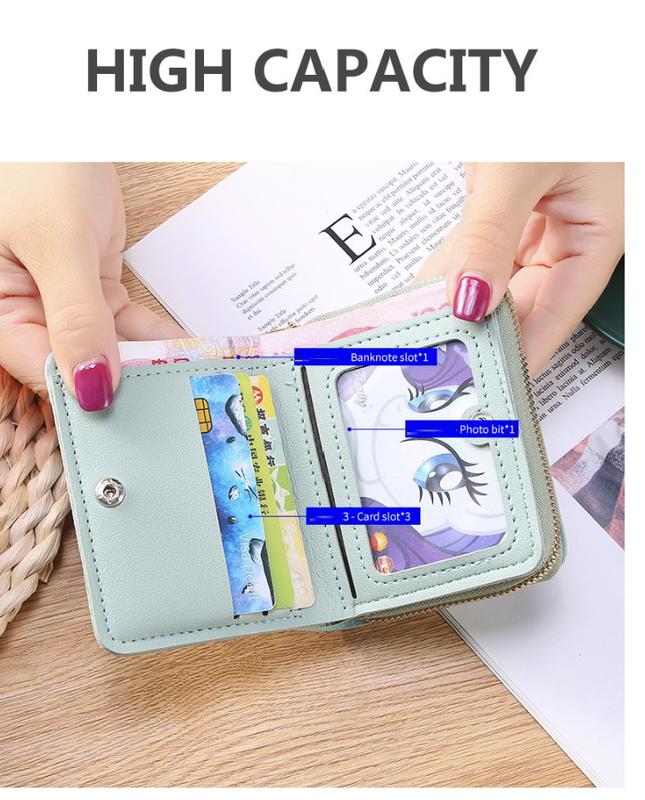 Dompet Lipat Zipper Compact Wanita Korean Style Kartu dan Koin 4