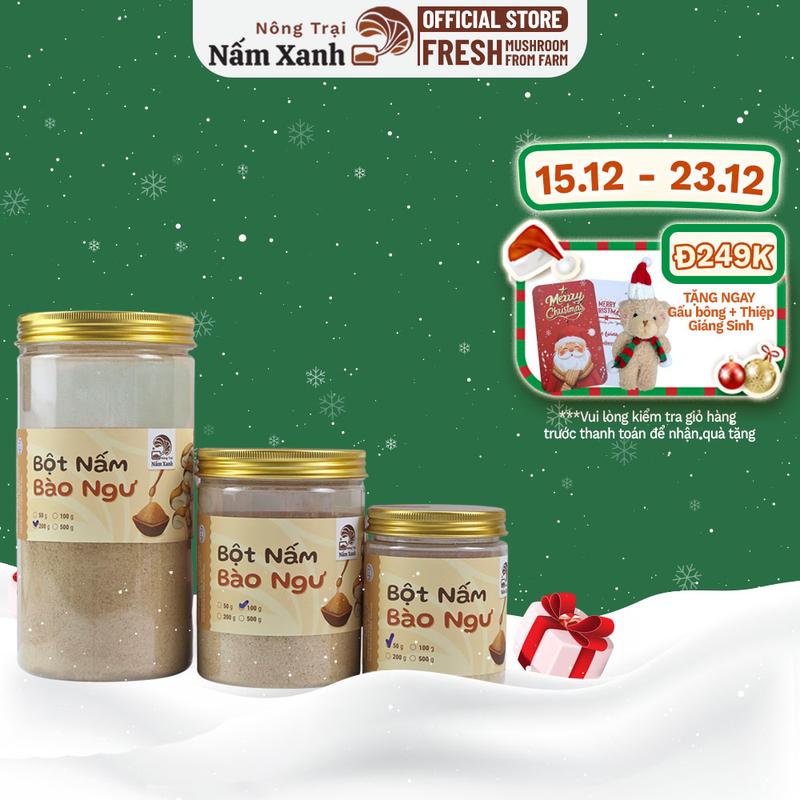 Bột Nấm Bào Ngư Xám Nêm Gia Vị Ngọt Thanh Tự Nhiên Hũ 50gr 100gr 200gr - Nông Trại Nấm Xanh