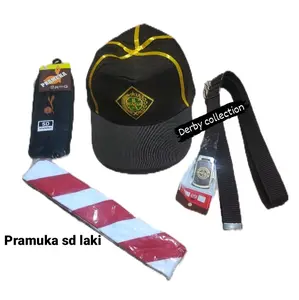 satu set perlengkapan sekolah sd.pramuka sd.topi dasi sabuk dan kaos kaki.wanita-laki laki
