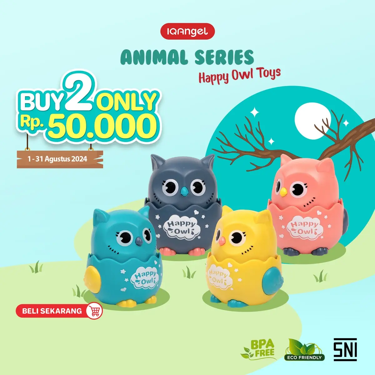 IQANGEL HAPPY OWL TOYS / Mainan Edukasi  / Mainan Edukasi Anak Bayi Burung Hantu Bergerak