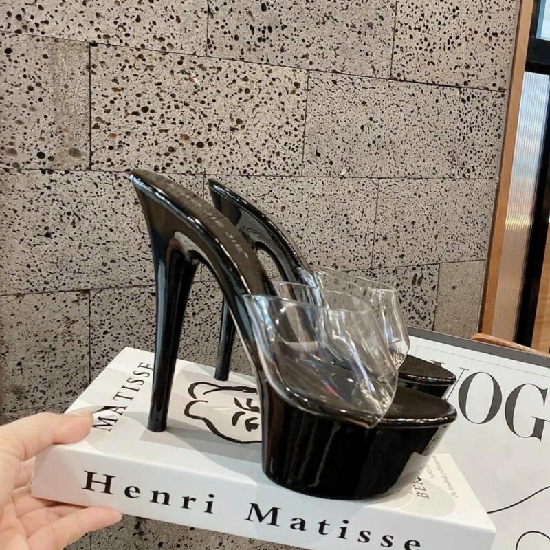 Dép cao gót 15p-mẫu trơn đế xuồng siêu sang.