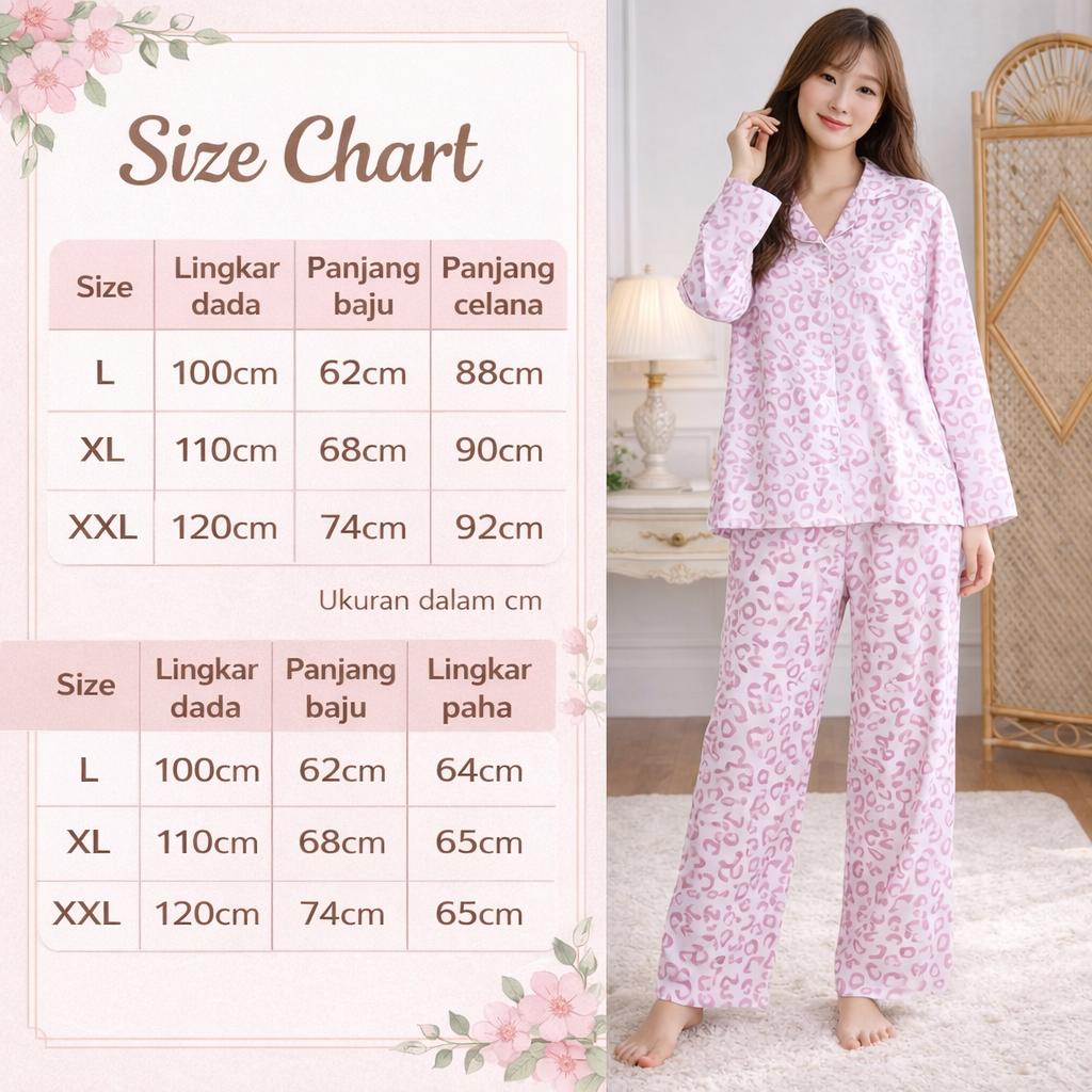 SF - Piyama Panjang Set Ofira Wanita Bermotif Kekinian Style Lengan Panjang Celana Panjang Bahan Katun OneSet PP