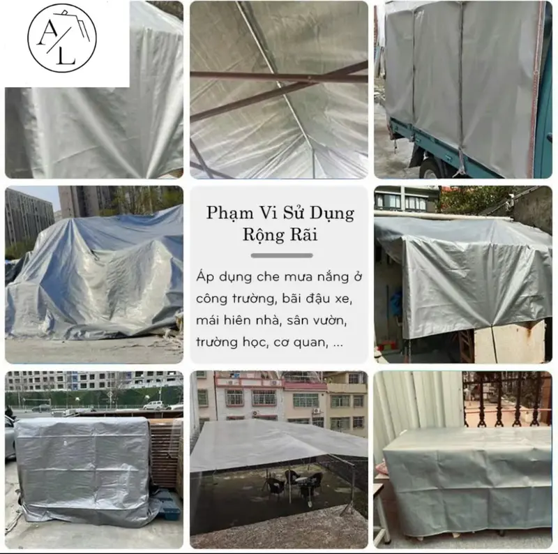 Bạt che mưa nắng khổ 4mx5m, Bạt che mưa 3 lớp, chống thấm nước, May viền khoen sẵn - Tặng kèm móc Chống Nước bạt che bạt che mái che mái che 3