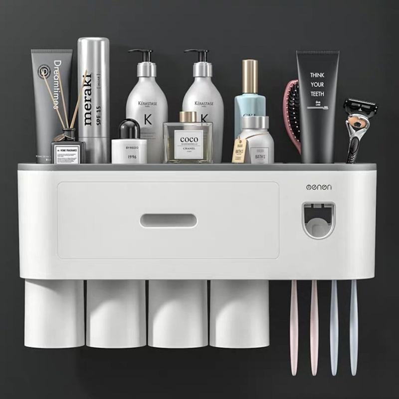  Bộ Nhả Kem Đánh Răng Tự Động Kệ Để Đồ Nhà Tắm Hộp nhựa dùng đựng bàn chải dán tường 