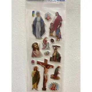 Sticker Nasrani Tuhan Yesus Bunda Maria Stiker Timbul Natal santa clause 3D harga per 5pcs 3