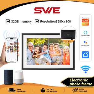 Bingkai Gambar Digital WiFi, Penderia SWE, Bingkai Foto Skrin Sentuh IPS HD 1280x800, Elektronik, Memori 32GB, Kongsi Foto / Video Serentak melalui Aplikasi Tuya dari Mana-mana sahaja
