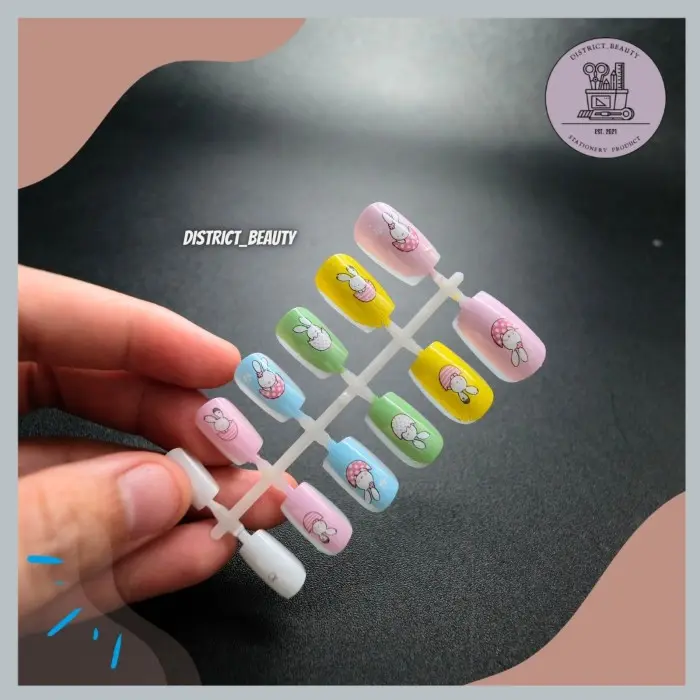 KUKU PALSU / FAKE NAIL ART + LEM 12 PCS MOTIF LUCU 1