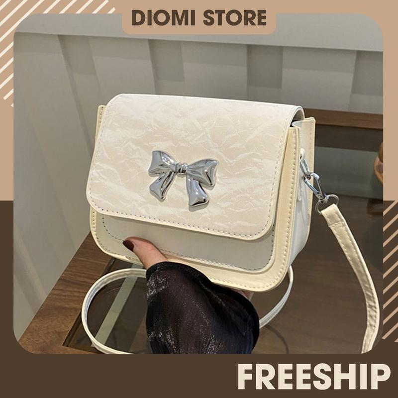 Túi xách nữ đeo chéo sang chảnh da nhung mini mác nơ dễ thương đi chơi đẹp Diomi Store 616 Bag