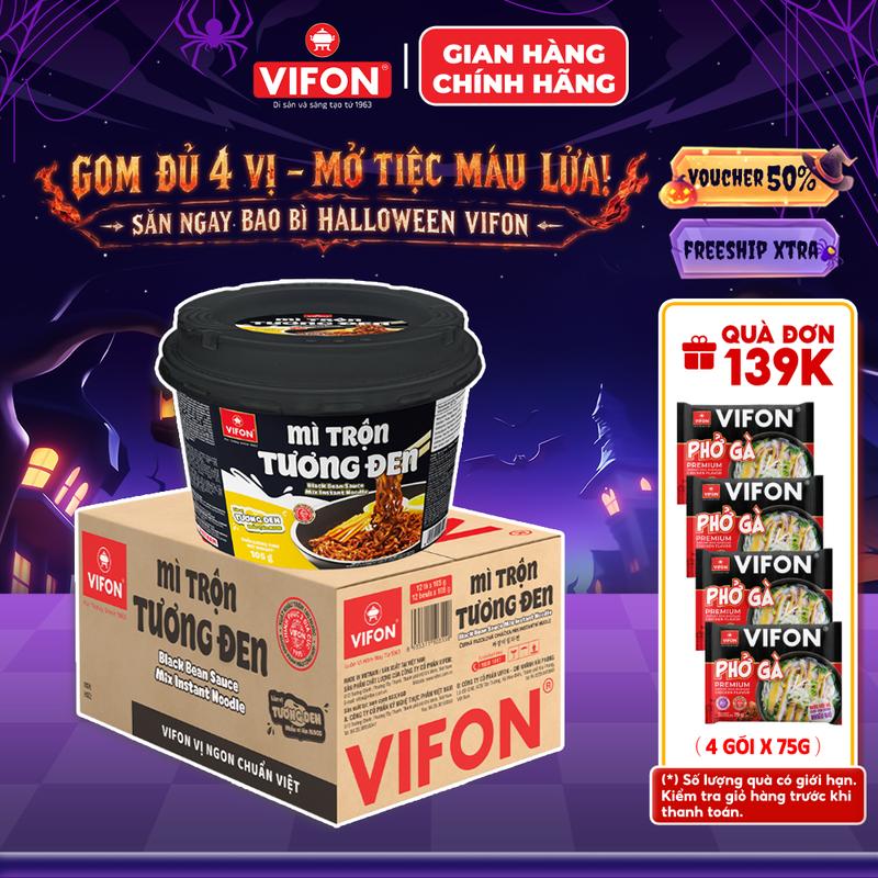 Thùng 12 Tô Mì Trộn Tương Đen/ Spaghetti/ Hải Sản VIFON Tiện Lợi 105gr/Tô