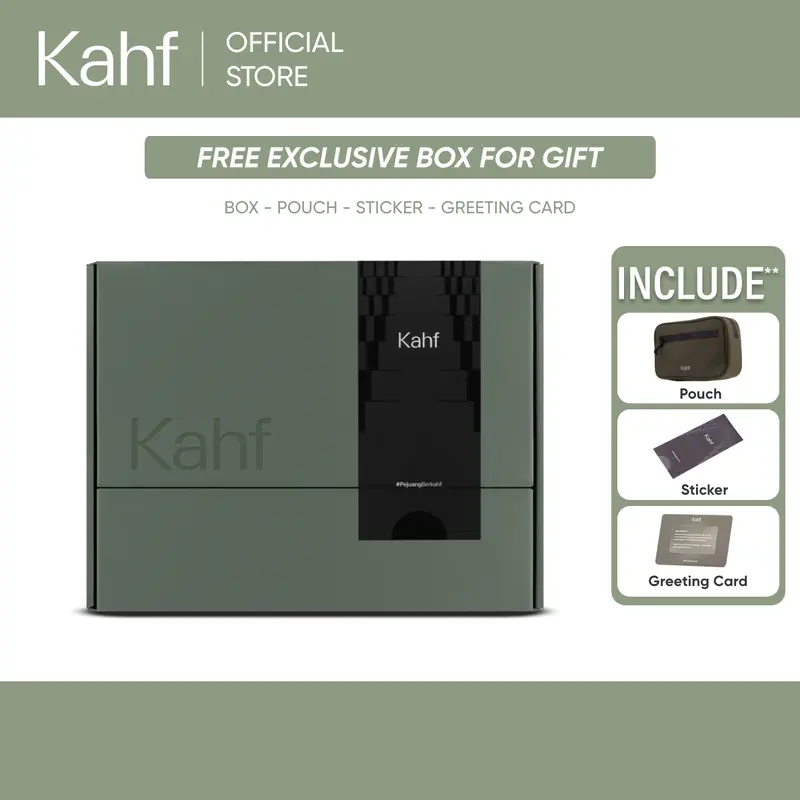 [FREE EXCLUSIVE BOX FOR GIFT] Kahf 5in1 Grooming Men Essential Set 3 (Face Wash, Deodorant, Sunscreen, EDT, Pomade/Hair Powder) - Paket Hampers Hadiah Perawatan dan Skincare Pria 1