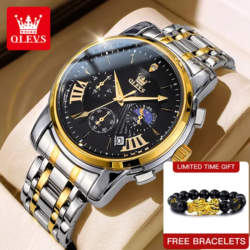 【Limited Off 30%】OLEVS Thời trang phát sáng Chống thấm nước Hồ Nam chính hãng với hộp cao cấp 2892 bảo hành 1 năm Voi Watch Free Bracelets
