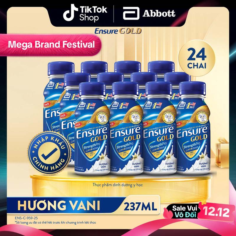  THÙNG 24 CHAI SỮA ENSURE GOLD DẠNG LỎNG 237ML 