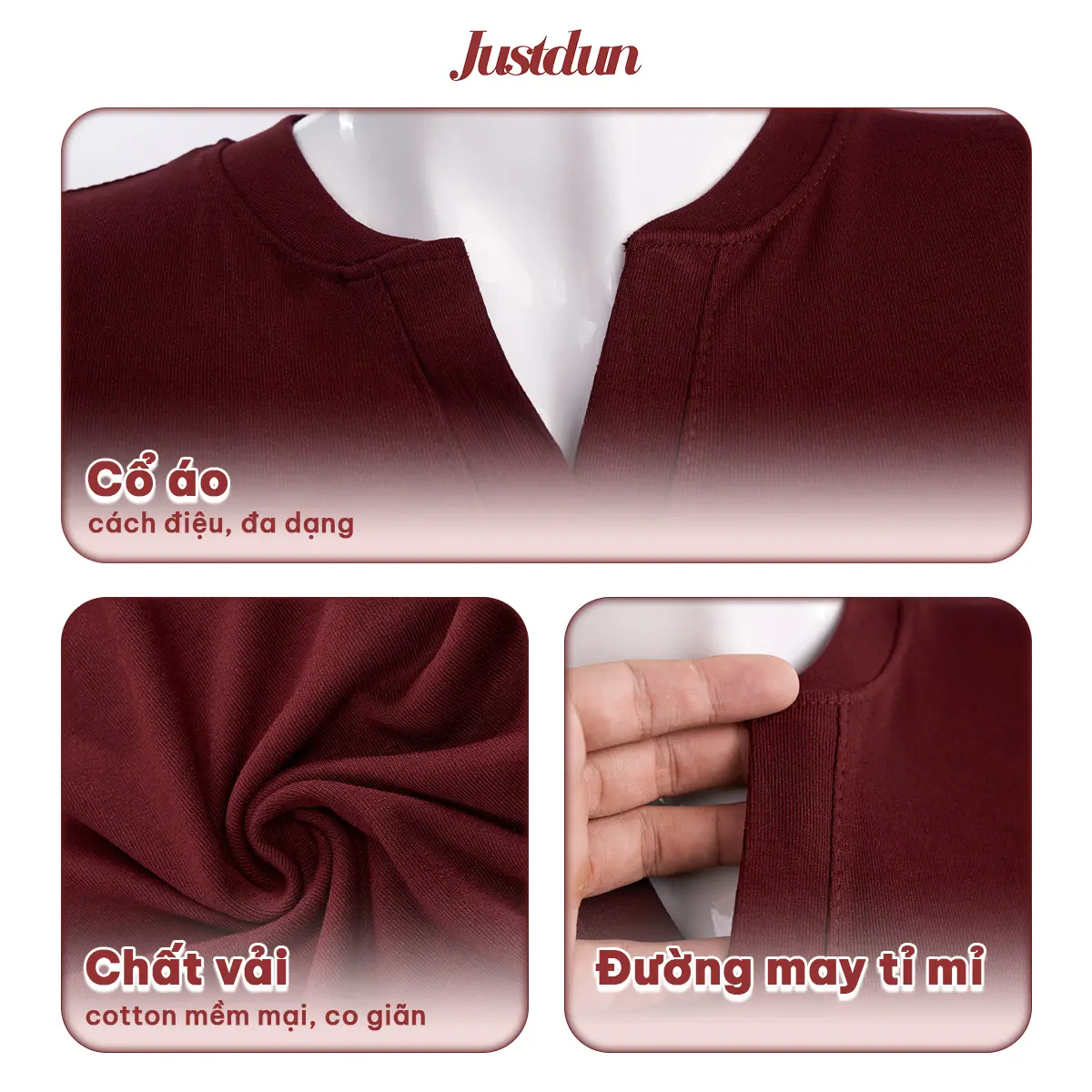 Áo Thun Nữ Ôm Body JUSTDUN E44 – Cổ Trụ Tàu Tay Ngắn, Vải Cotton Mềm Mịn Co Giãn 4 Chiều, Thoáng Mát | BigBuy360 - bigbuy360.vn Áo Thun Nữ Ôm Body JUSTDUN E44 – Cổ Trụ Tàu Tay Ngắn, Vải Cotton Mềm Mịn Co Giãn 4 Chiều, Thoáng Mát | BigBuy360 - bigbuy360.vn