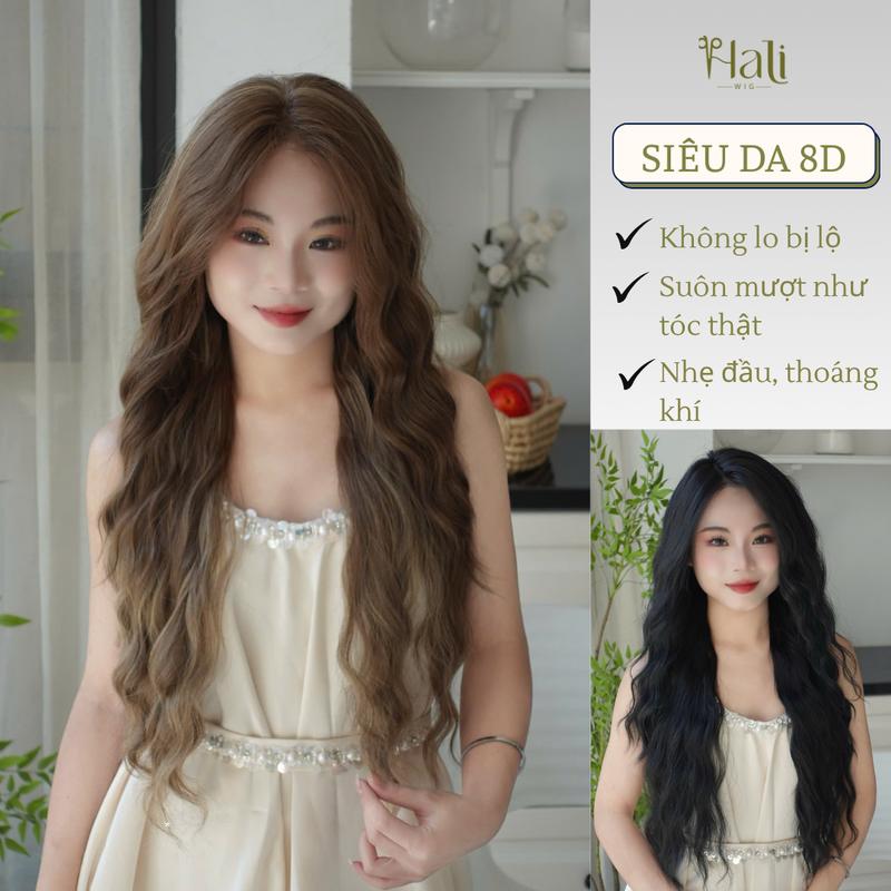  Tóc giả HALI nguyên đầu 8D dáng Hippie 70cm Chất tóc protein phủ nano chống rối và suôn mượt tự nhiên giống tóc thật đến 99% 