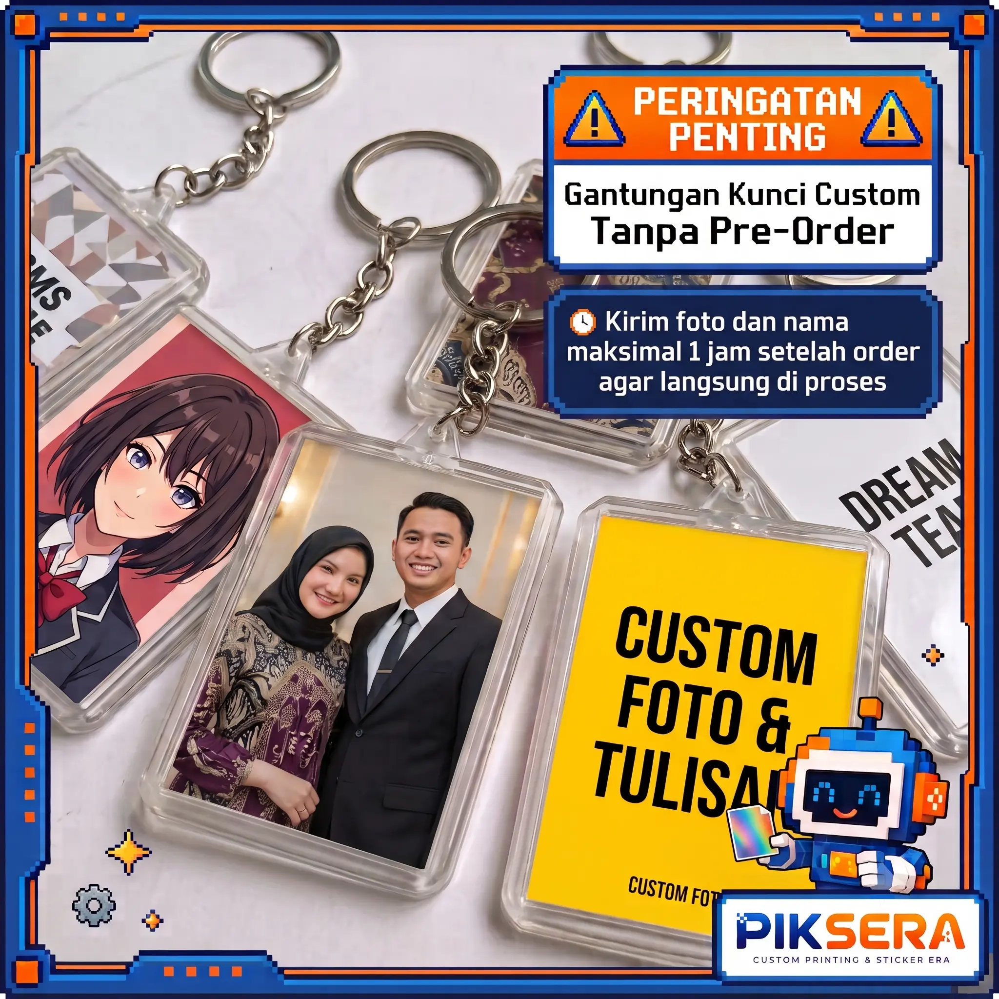 Gantungan Kunci Custom Foto 2 Sisi | Ganci Akrilik Insert Paper | Bebas Custom | Langsung Kirim Tanpa PO - PIKSERA