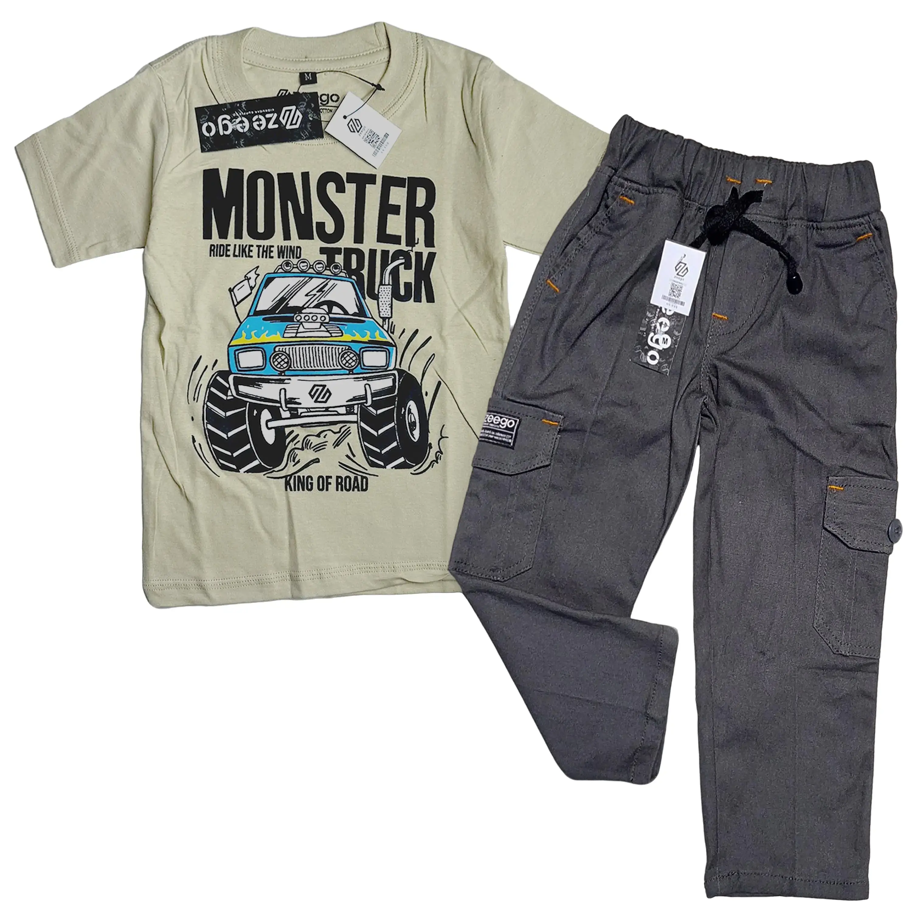 Setelan anak laki laki celana Kargo dan kaos Keren Pakaian Baju Fashion Motif