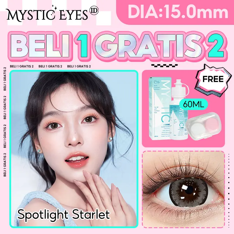 [ Beli 1 GRATIS 2 ]15MM Mysticeyes Softlens Lensa Kontak Berwarna Softlens Bigeyes Lensa Kontak Mata Lensa Kontak Berwarna Korea