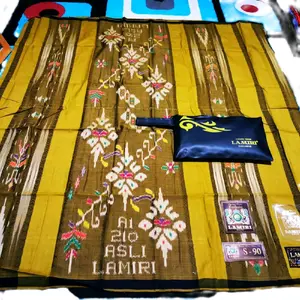 sarung sutra lamiri original tenun motif jentikHitam Cokelat Putih Navy