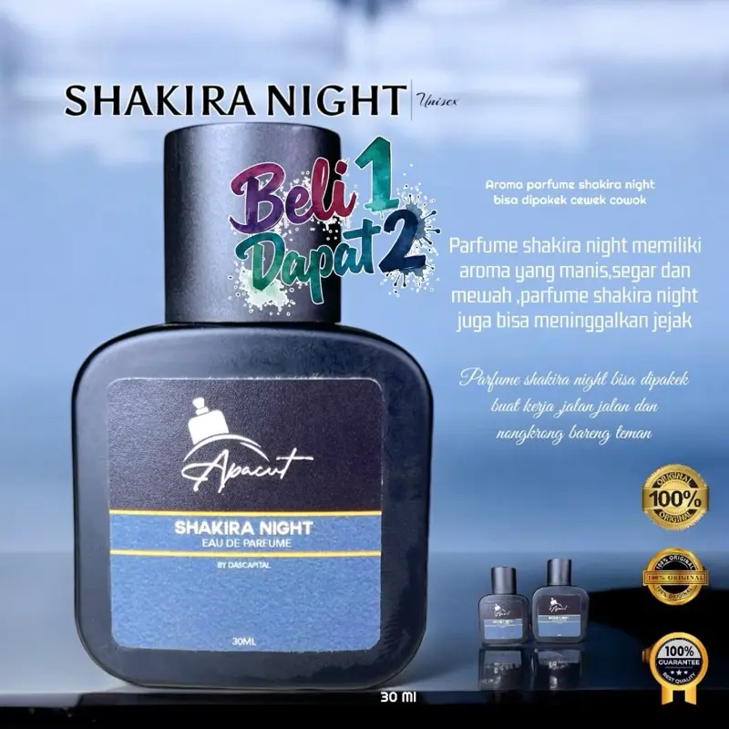 PROMO BUY 1 GET 1 PARFUME SHAKIRA NIGHT. unisex.ready uk 30 dan 50 ml