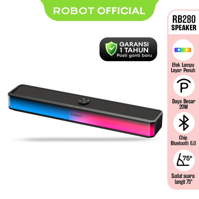 Gambar ROBOT RB280 Speaker Soundbar Komputer Desktop Wireless Bluetooth 6.0 Musik Full RGB 7 Mode Lampu Stereo Extra Bass Daya 20W Tahan Up to 8 Jam Micro SD AUX USB Flashdisk - Garansi Resmi 1 Tahun dari bestdeal_NEW Kota Administrasi Jakarta Pusat Tokopedia