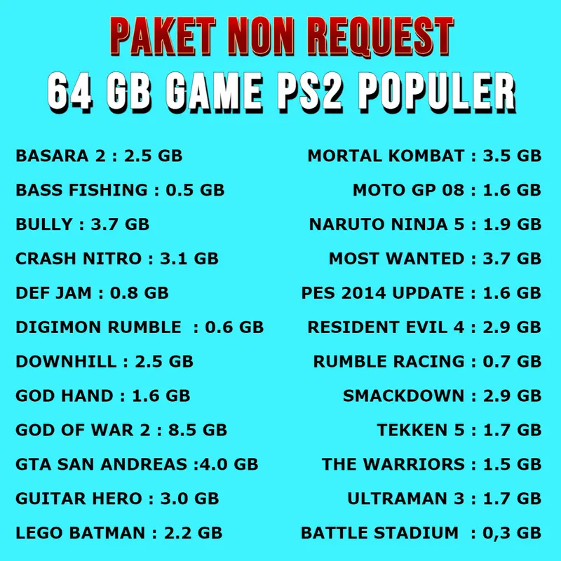 FLASHDISK GAME PS2 UNTUK PC ATAU LAPTOP 64GB DENGAN EMULATOR PS2 8