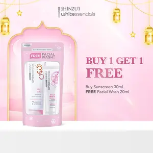 Shinzui Whitessentials Skincare Brightening Serum Sunscreen SPF 35 PA+++ 30 ml FREE Facial Wash 20ml - Niacinamide Mencerahkan Wajah - skincare