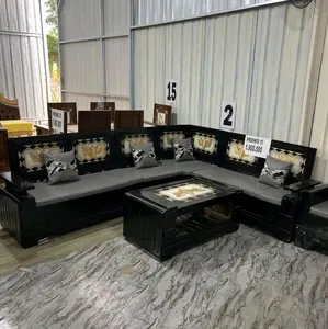 kursi sudut domini lengkap busa dan bantal bahan full jati