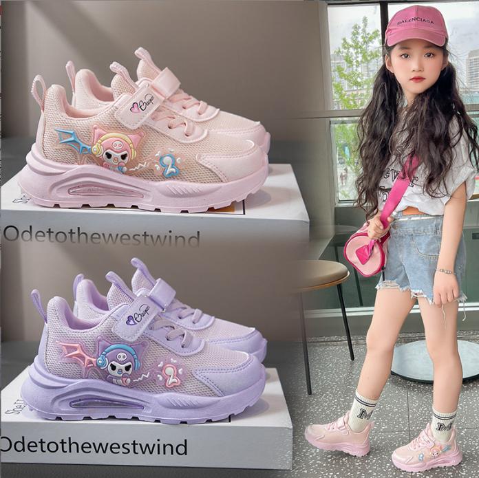Giày Thể Thao Cho Bé Gái Cao Cấp Kuromi nghe nhạc Đế Nhẹ Thoáng Khí Phong Cách Thời Trang Mới Size 26-37