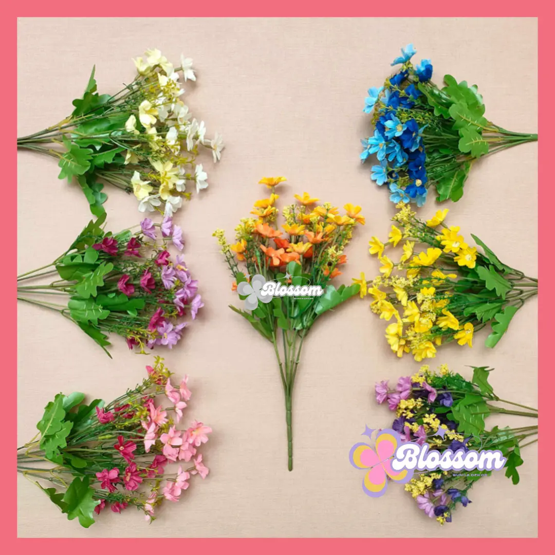 Artificial Flower Holland Daisy Bunga Palsu Plastik Hiasan Dekorasi Rumah Pesta Kantor Pajangan Cabang