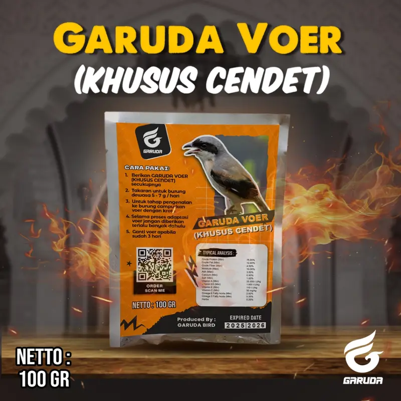 VOER BURUNG CENDET| VOER HARIAN | VOER NUTRISI KOMPLIT | GARUDA VOER HARIAN KHUSUS CENDET | GARUDA VOER CENDET 100 GR 0
