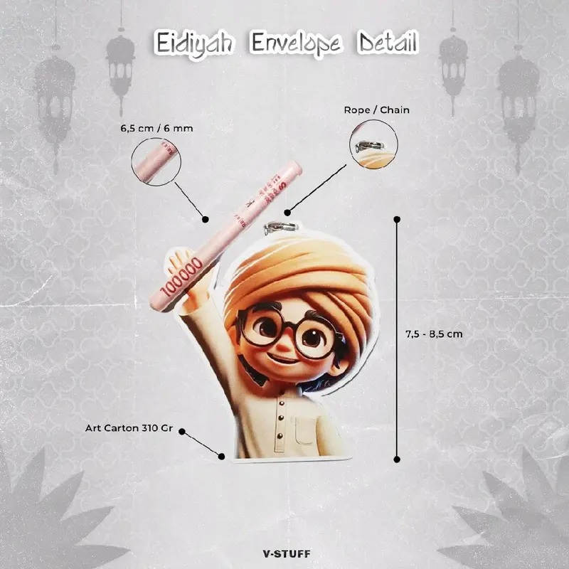 AMPLOP THR LEBARAN KARAKTER | ENVELOPE FOR EIDIYAH | BY V-STUFF | HADIAH UNIK KARAKTER KERTAS TEBAL 310GR TALI 4