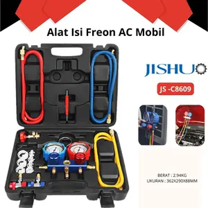 JISHUO 15PCS ALAT TEKANAN PENDINGIN / METERAN DLUOR KATUP TAHAN BENTURAN METERAN AC REFRIGERAN / SET METERAN FLUORIDA PENDINGIN AC MOBIL JS-C8099