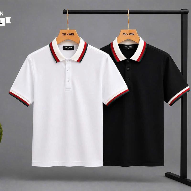 Áo Polo Nam Ngắn Tay TK-WIN Cổ Phối Sọc Cao Cấp - Áo Thun Nam Có Cổ Tày Cotton Co Giãn Phong Cách Trẻ Trung (Size L - 3XL)