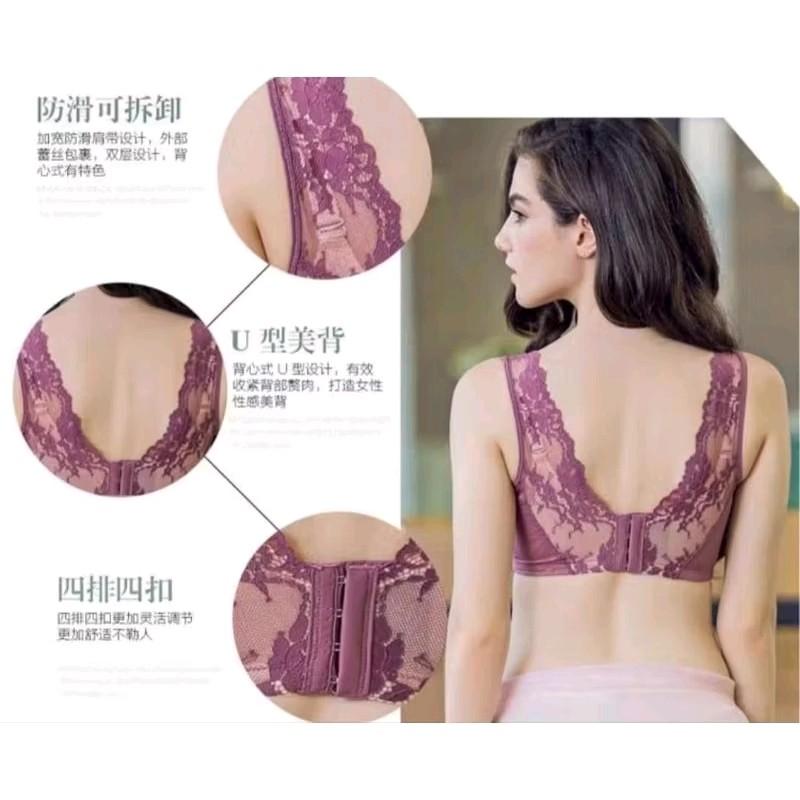 [ isi 3pcs randoom ] Bra Wanita Set+CD Bra Tanpa Kawat Size 32-36 Cup A to B Bra Penekan Lemak set 1357 6