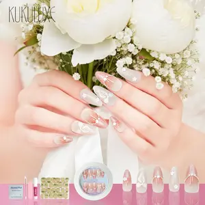 KUKULUXE 3D Nail Art – Press On Nails Premium 4 Varian (Pearl Whisper Nails, Gilded Charm, Ruby Charm, Rose Allure)