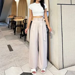 OBI PANTS - Celana Highwaist Trousers Loose Pants Celana Kulot Wanita Kantor Formal AntiKusut Casual Panjang