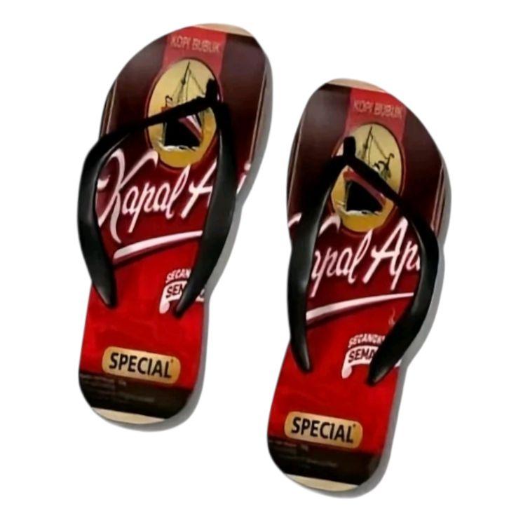 Sandal Jepit Pria Terbaru Motif Kopi Susu Desain Unik dan Nyaman untuk Harian Safety