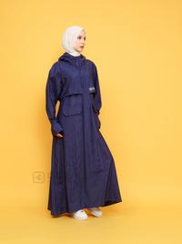 Gambar OSEAL Jas Hujan Wanita Gamis Muslimah Jumbo Full Seal Althea Series Navy - Kuning, Allsize dari Oseal Rainwear Kab. Bandung 4 Tokopedia