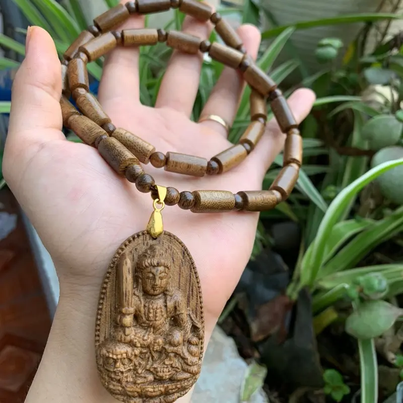 Dây chuyền Bản Mện h Gỗ Trầm Hương Chain Trang Sức - Vòng cổ Hạt Hình Đốt Trúc Voi